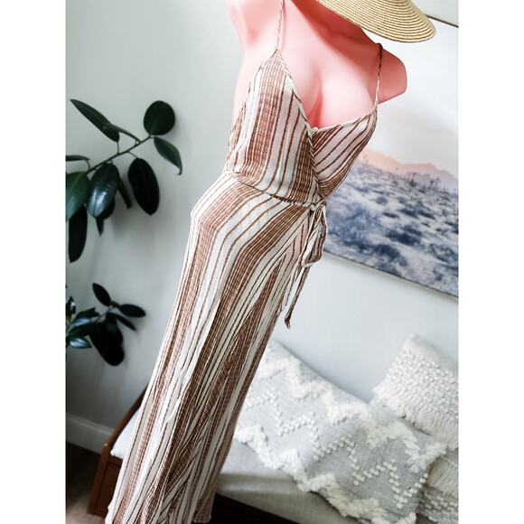 Heart Held in the Breeze textured gauzy wrap maxi coverup dress L - Picture 5 of 8